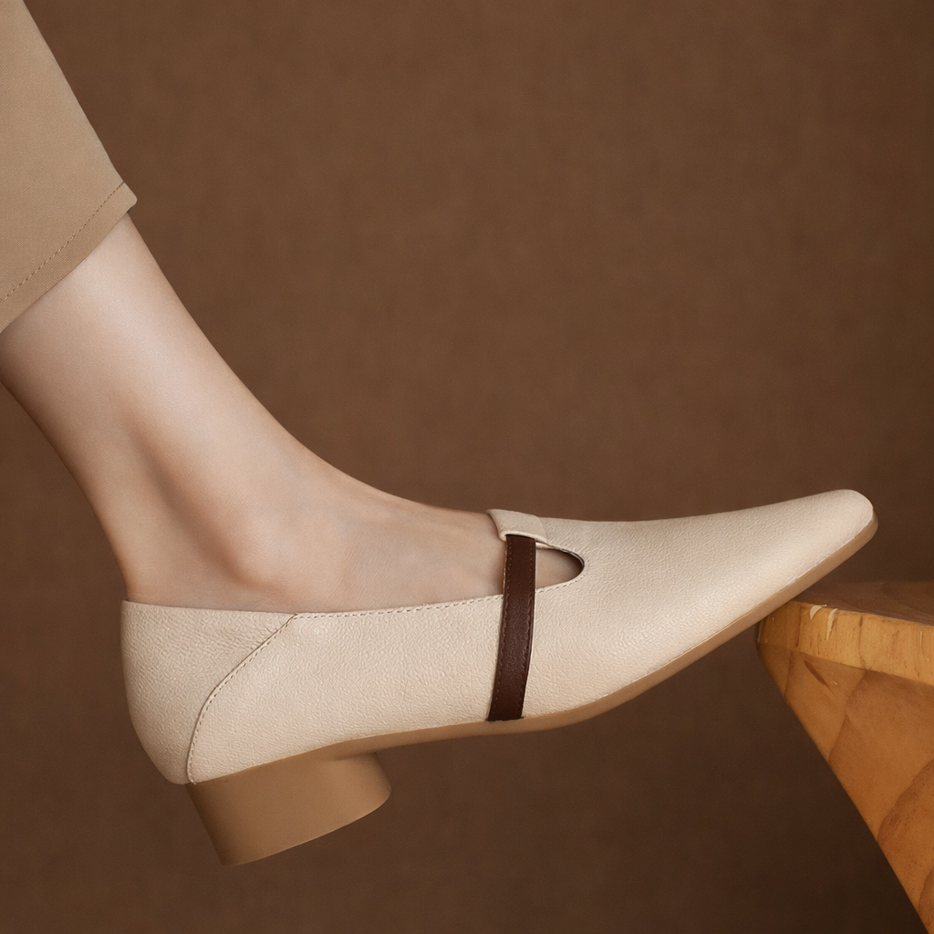 Celestina Leather Gold Accent Flats