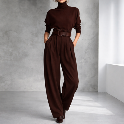 Women's Cotton Belted 2-Piece Set with Pockets