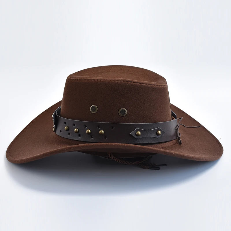 Men's Suede Western Cowboy Hat with Chin Strap