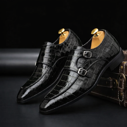 Men's Genuine Leather Monk Strap Orthopedic Dress Shoes