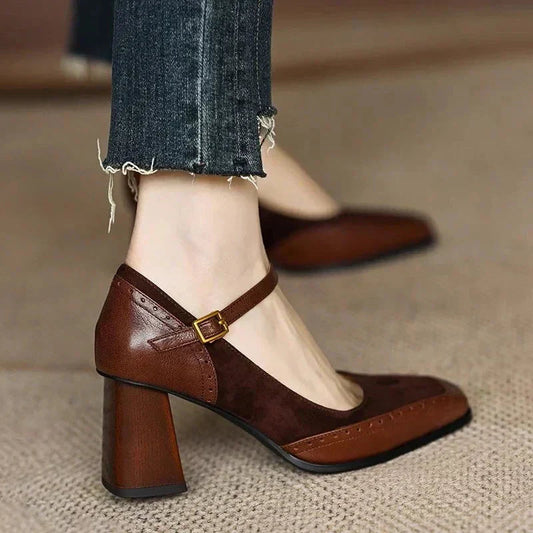 Leather Square Toe Pumps – Women's Daily Heels | Ellie