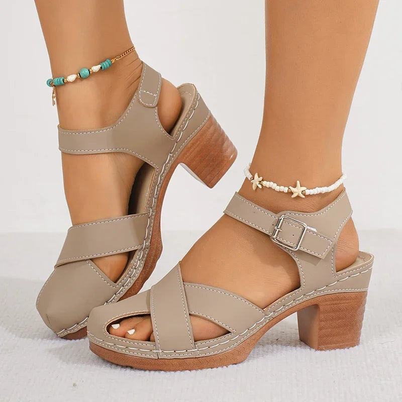 Women's Block Heel Open-Toe Sandal Heels