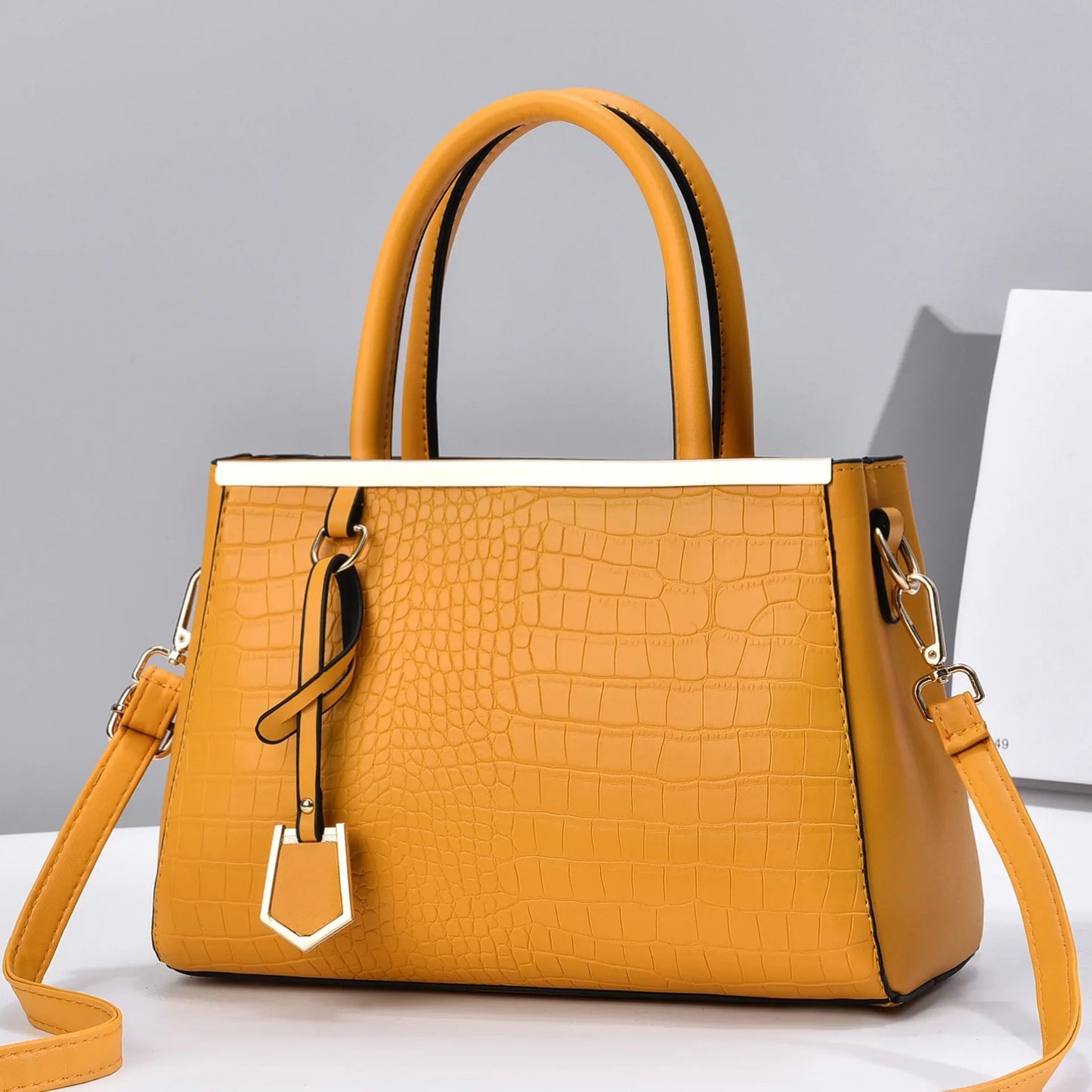 Women's Croc-Embossed Leather Structured Handbag