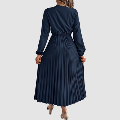 Lace V-Neck A-Line Midi Dress – Women's Fall Dress