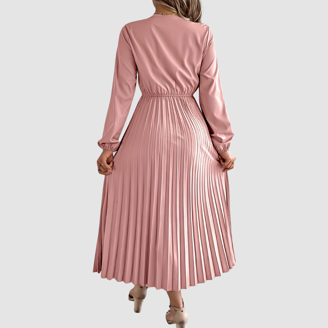 Lace V-Neck A-Line Midi Dress – Women's Fall Dress