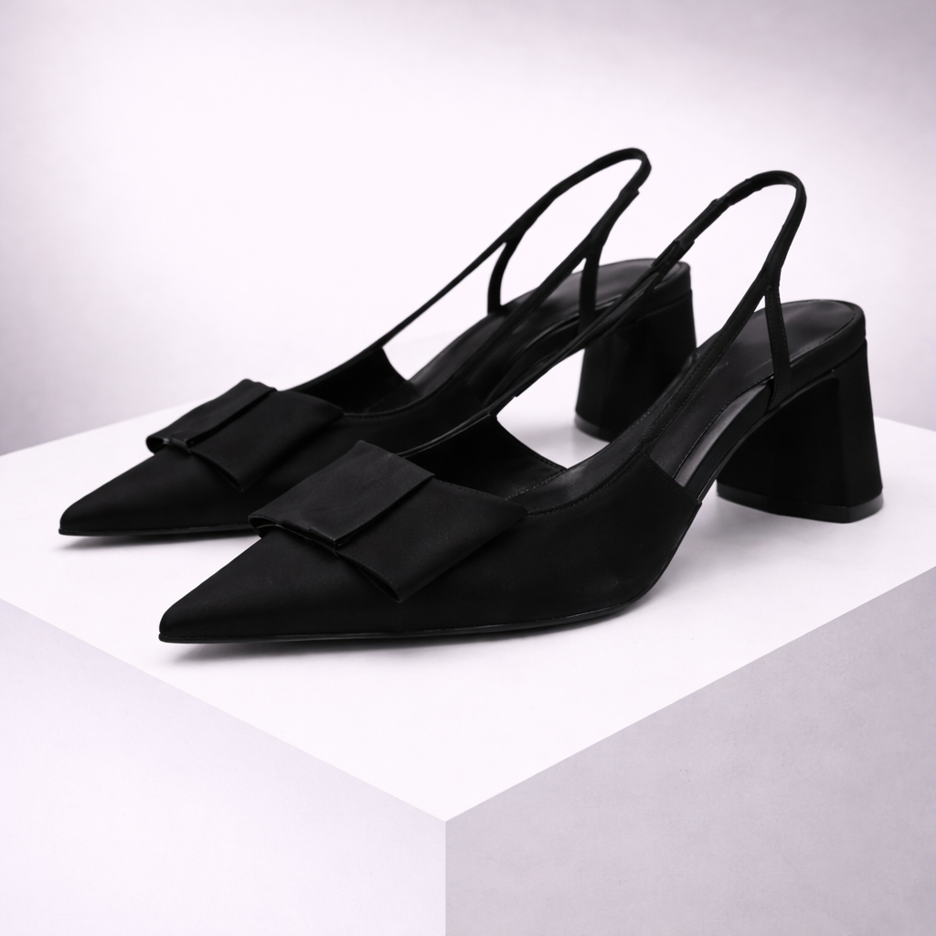 Women's Pointed-Toe Leather Slingback Heels
