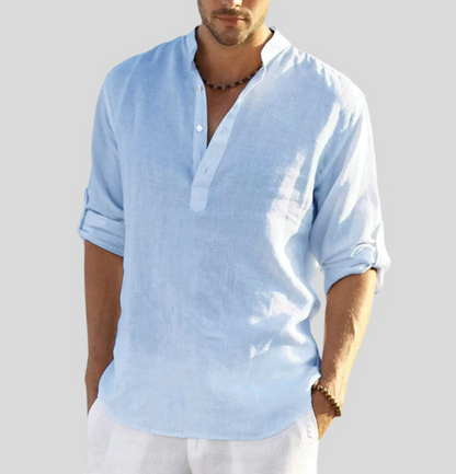 Men's Long Sleeve Button Placket Casual Shirt