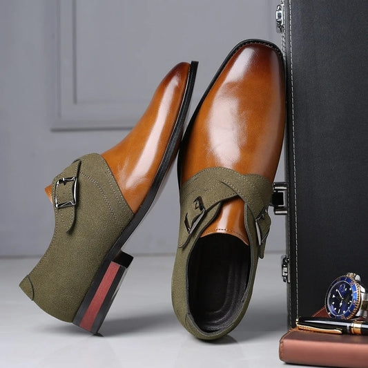 Montavo Leather Suede Double Buckle Loafers