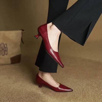 Women's Pointed-Toe Leather Pumps – Formal Heels