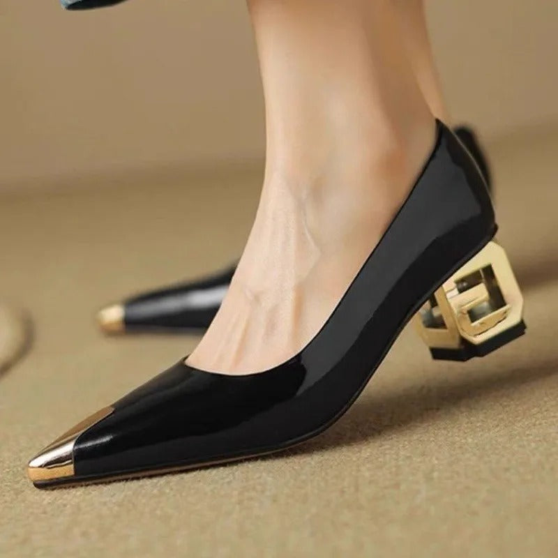 Women's Patent Leather Block Heel Pumps – Orthopedic Dress Heels