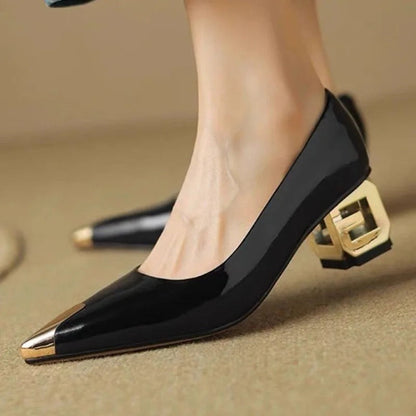 Women's Patent Leather Block Heel Pumps – Orthopedic Dress Heels
