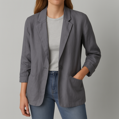 Women's Linen Blazer Jacket with Pockets