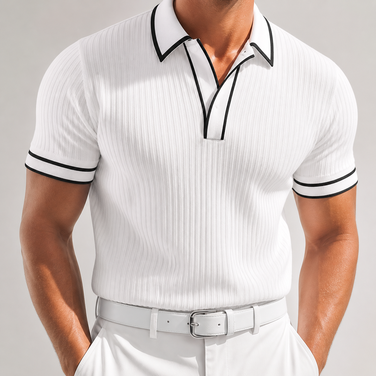 Men's Knit Button-Up Shirt – Navy