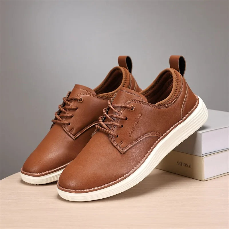 Men's Genuine Leather Lace-Up Orthopedic Shoes