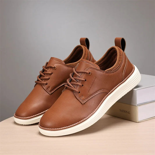 Men's Genuine Leather Lace-Up Orthopedic Shoes