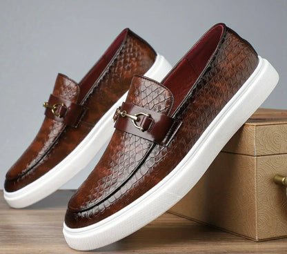 Men's Croc-Embossed Leather Horsebit Loafers