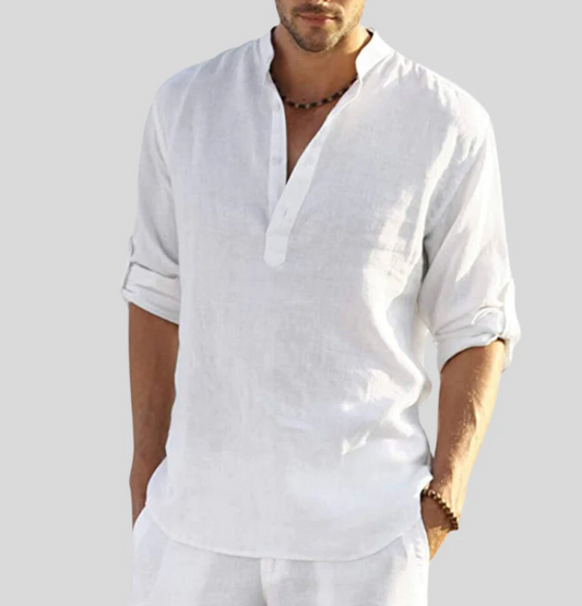 Button Placket Long Sleeve Shirt – Men's Casual Summer Wear | Simon