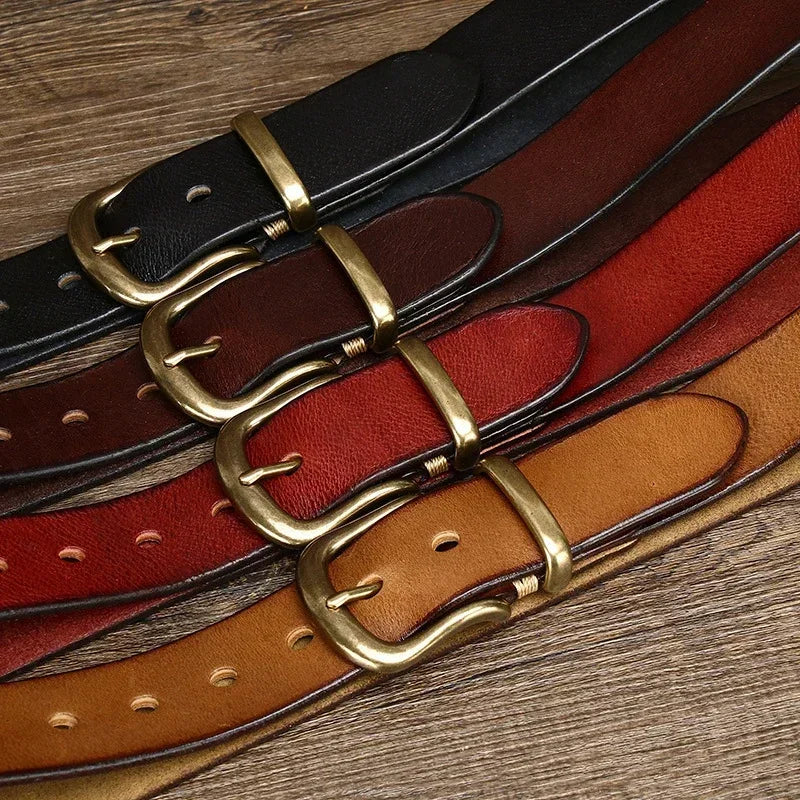 Montero Genuine Leather Brass Buckle Dress Belt