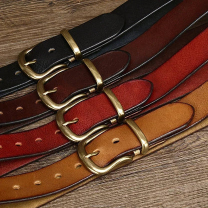 Montero Genuine Leather Brass Buckle Dress Belt