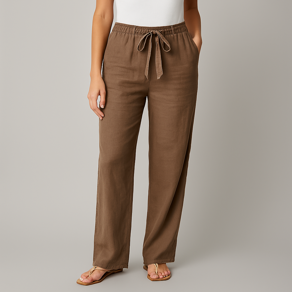 Women's Linen Wide-Leg Drawstring Pants