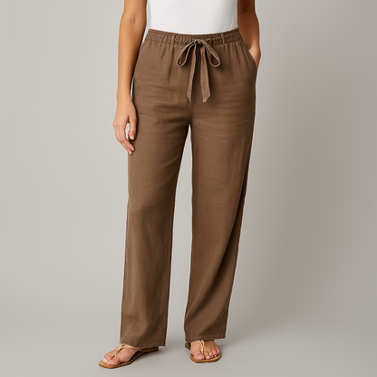 Women's Linen Wide-Leg Drawstring Pants