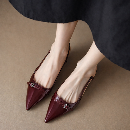Women's Patent Leather Pointed-Toe Slingback Heels