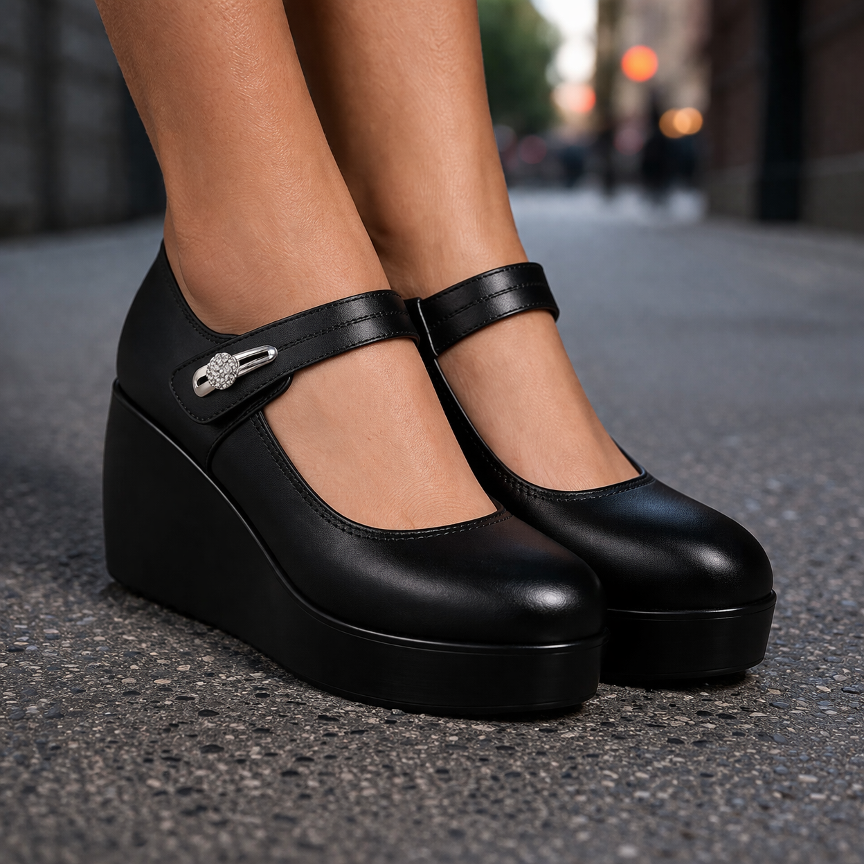 Women's Italian Leather Platform Orthopedic Shoes