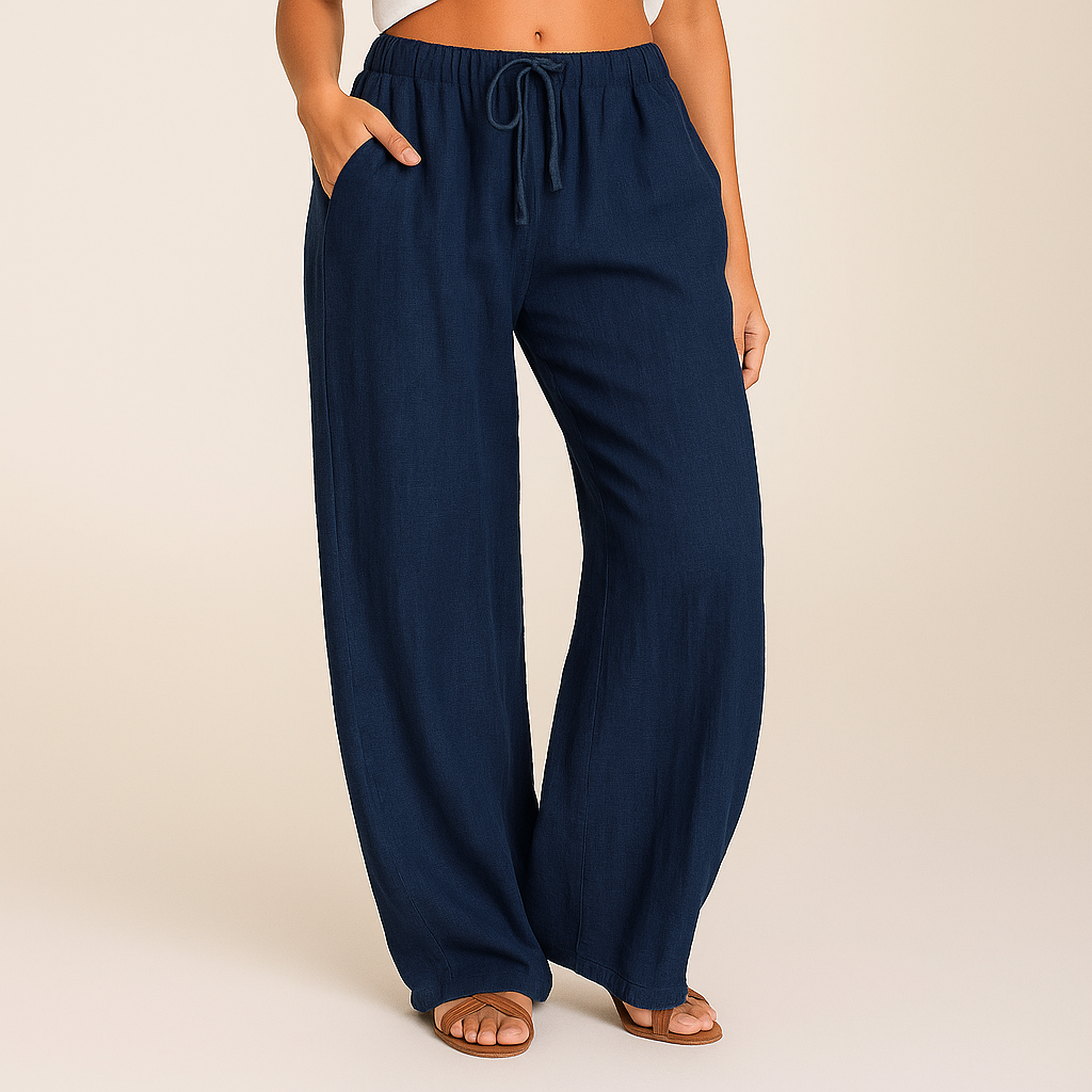 Men's Linen Wide-Leg Drawstring Pants