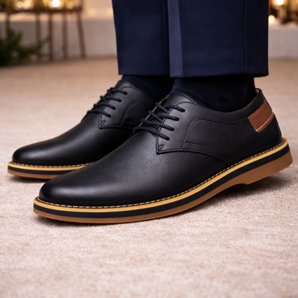 Men's Genuine Leather Lace-Up Orthopedic Dress Shoes