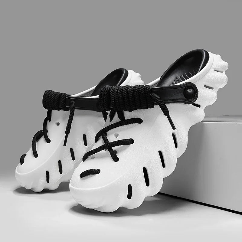 Men's Cushioned Foam Lace-Up Clog Shoes