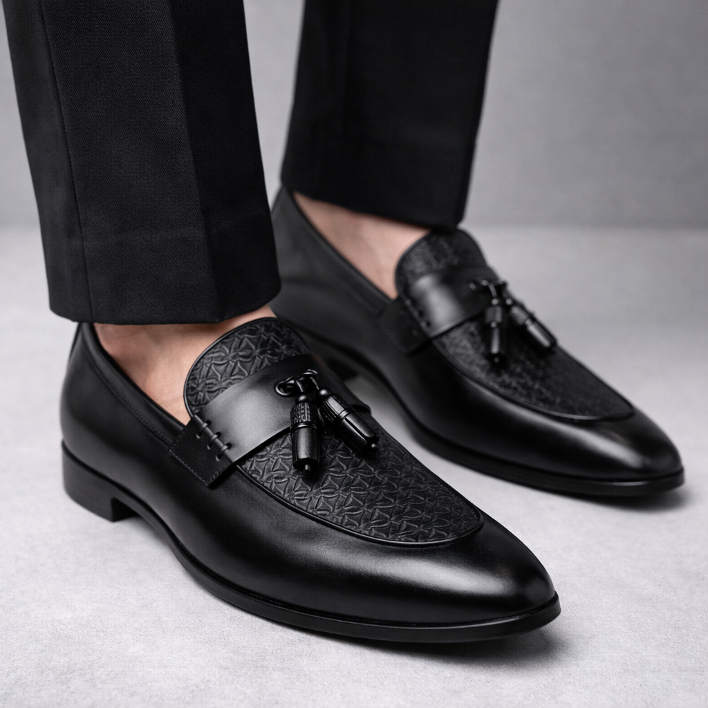 Men's Genuine Leather Tassel Slip-On Orthopedic Shoes