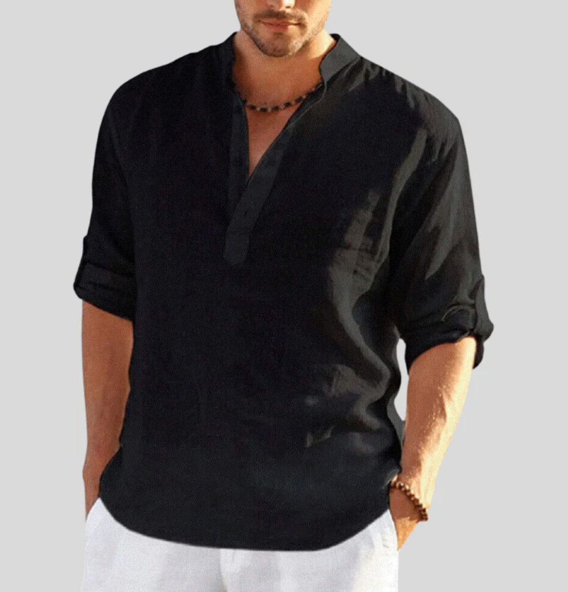 Men's Long Sleeve Button Placket Casual Shirt