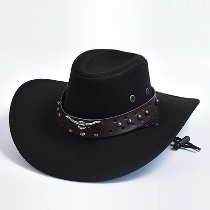 Men's Suede Western Cowboy Hat with Chin Strap