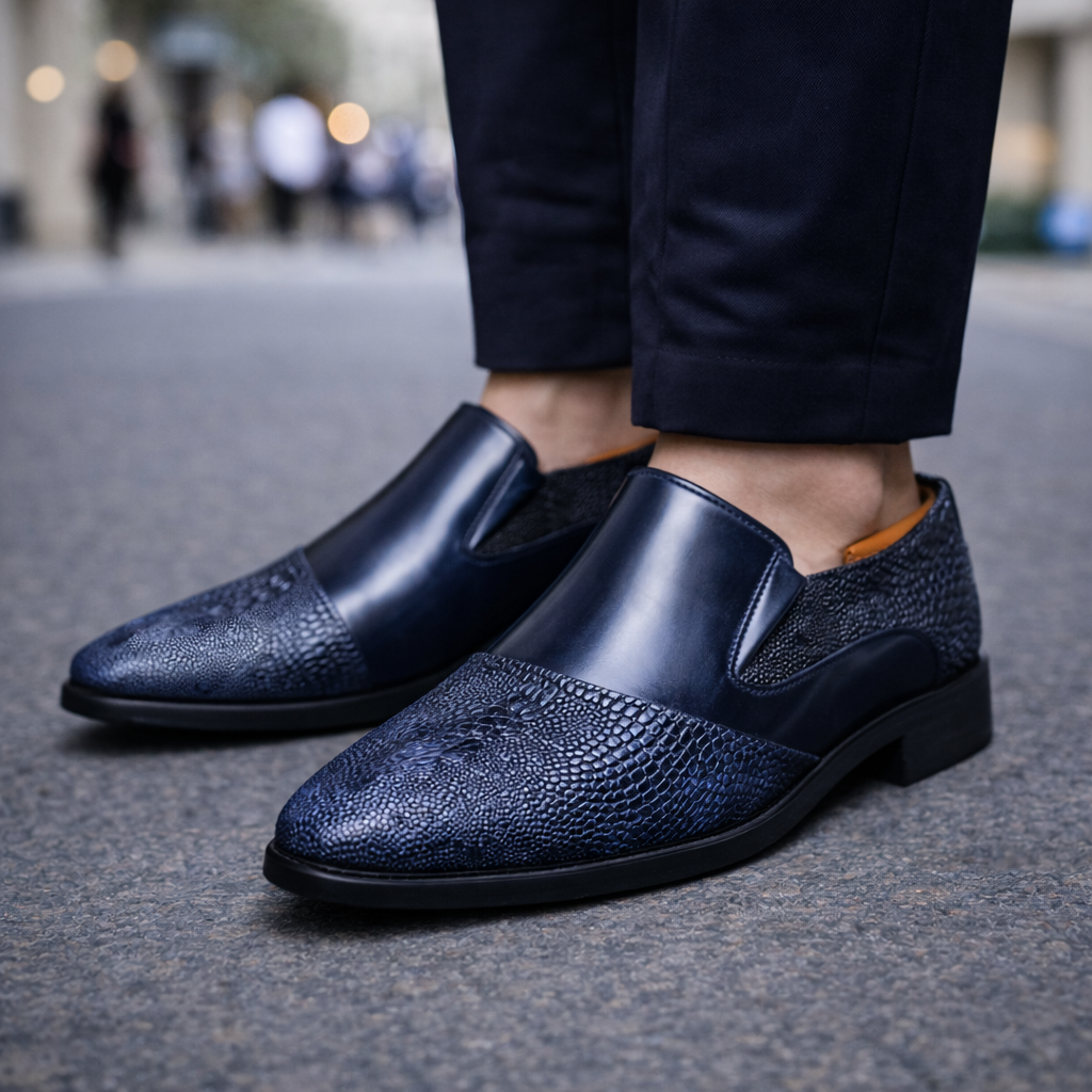 Men's Genuine Leather Slip-On Sneakers