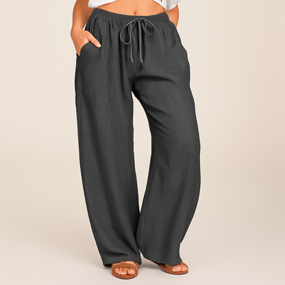 Men's Linen Wide-Leg Drawstring Pants