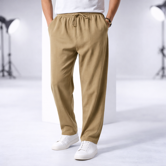 Men's Cotton Drawstring Pants with Pockets