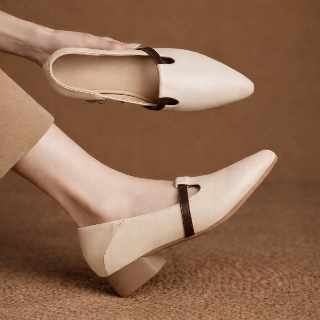 Celestina Leather Gold Accent Flats