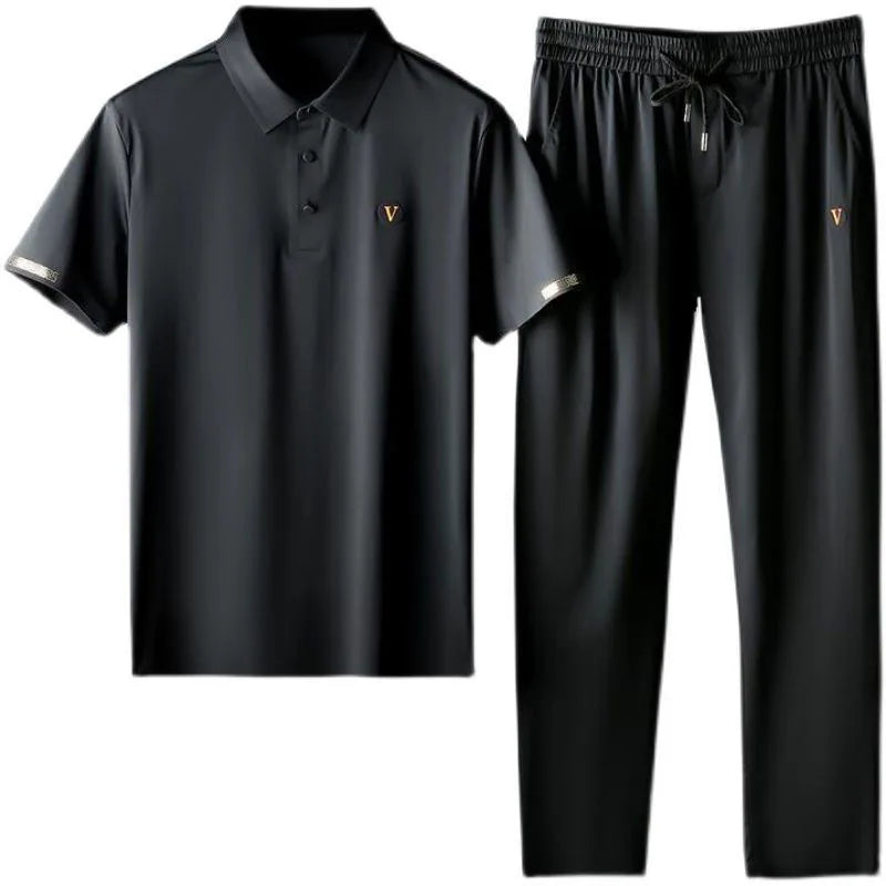 Men's Polo Shirt and Pants Matching Set