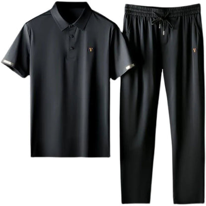 Men's Polo Shirt and Pants Matching Set