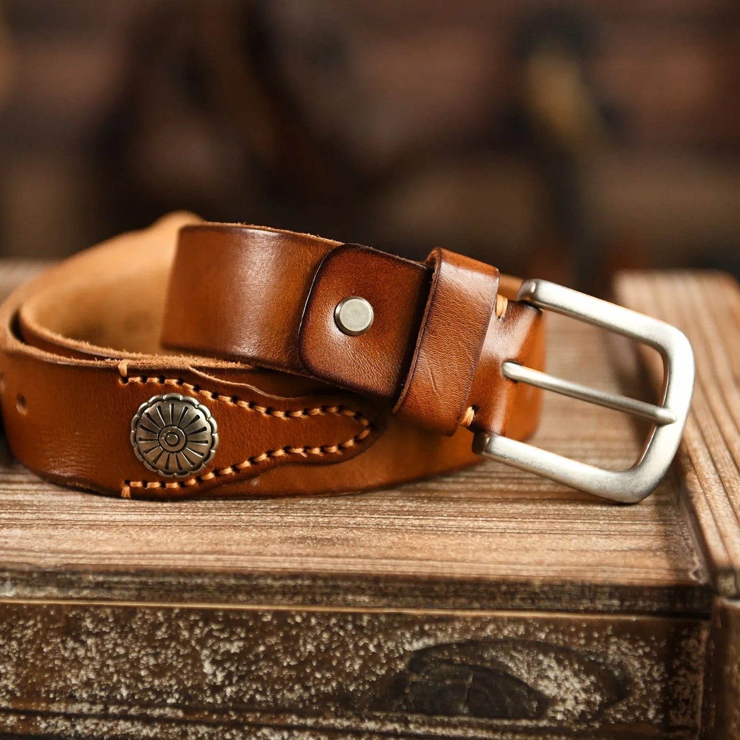 Bronson Hand-Stitched Leather Western Belt