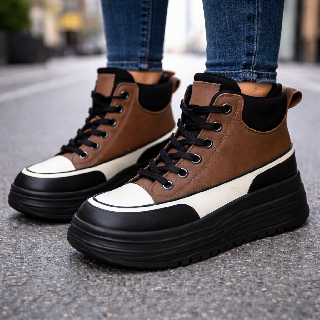 Women's Genuine Leather Orthopedic Platform Sneakers