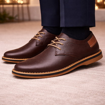 Men's Genuine Leather Lace-Up Orthopedic Dress Shoes