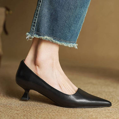 Women's Pointed-Toe Leather Pumps – Formal Heels