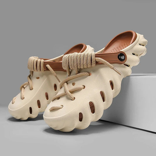 Men's Cushioned Foam Lace-Up Clog Shoes