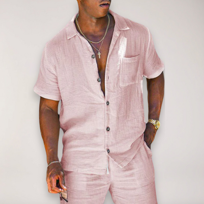 Men's Relaxed Two-Piece Linen Set – Summer Vacation Outfit