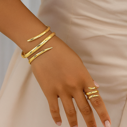 Women's Gold-Tone Sculpted Bangle Bracelet Set