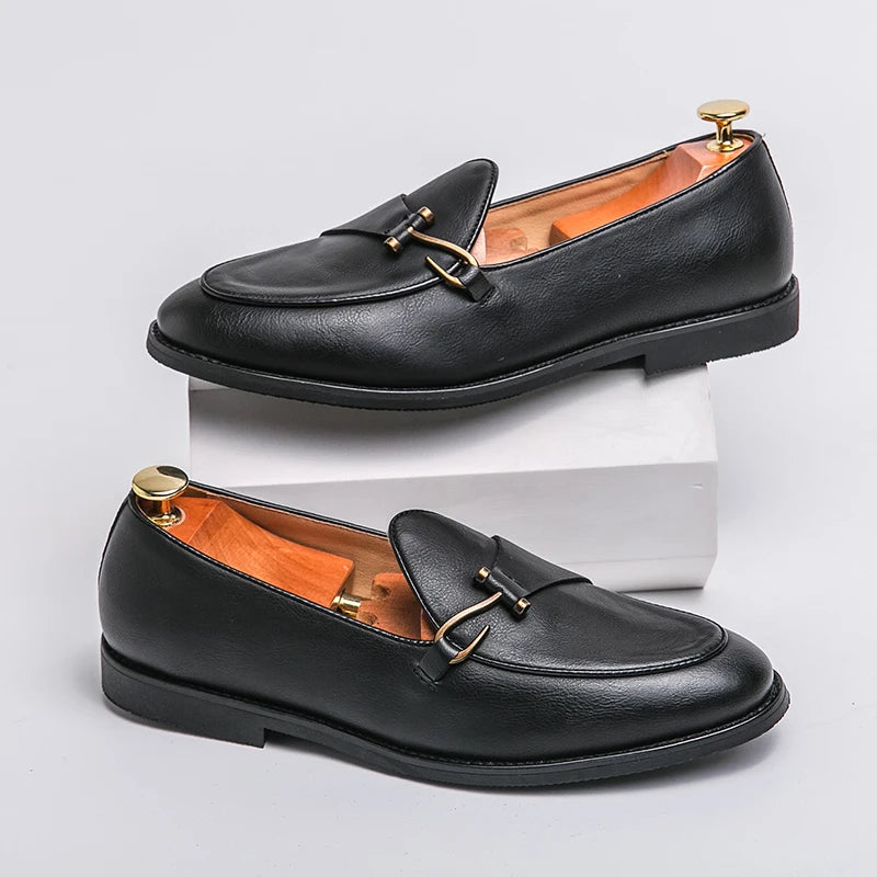 Men's Genuine Leather Buckle Loafers