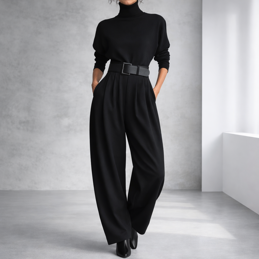 Women's Cotton Belted 2-Piece Set with Pockets