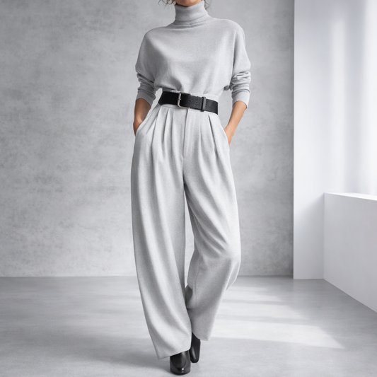 Women's Cotton Belted 2-Piece Set with Pockets