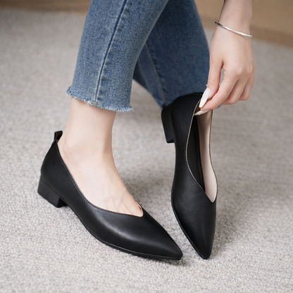 Women's Italian Leather Block Heel Orthopedic Pumps